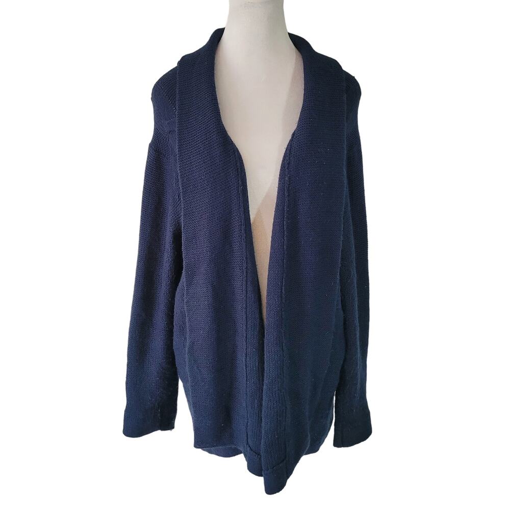 Oleg Cassini Size 2x 100% Acrylic Navy Blue open‎ Front Cardigan Sweater Layer